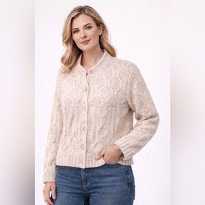 Vintage Cable Cardigan, Light Pink, Button-Up‎ Sweater Size Large